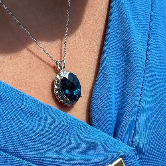 Clyde Duneier London Blue Topaz 14K & 10K Necklace - Picture 13 of 13